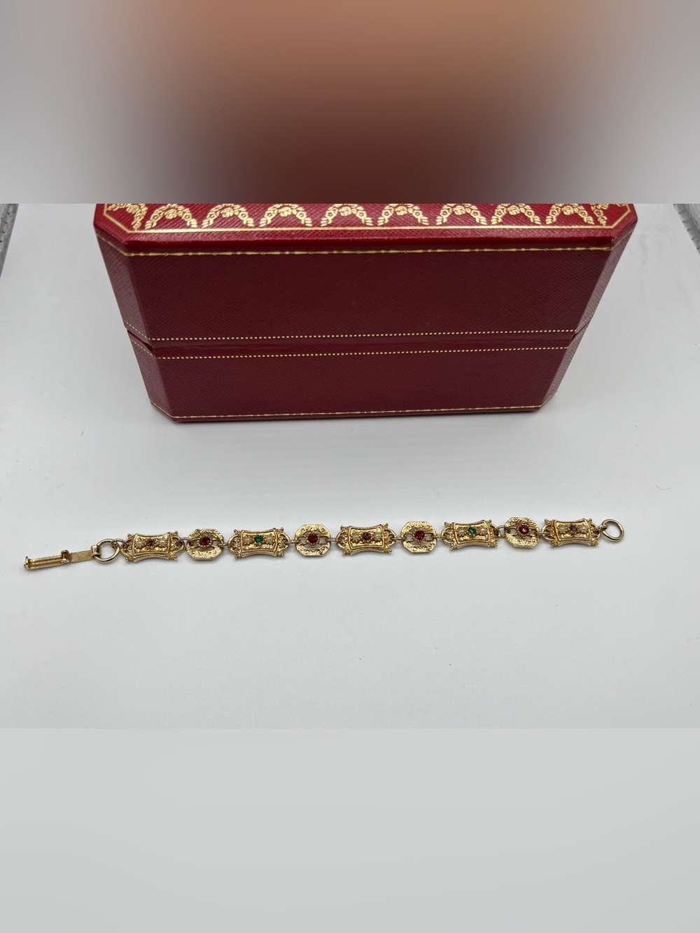 Sarah Coventry Minuet Link Bracelet 1972 Gold Tone Victorian Revival Multi Gem - Picture 4 of 8